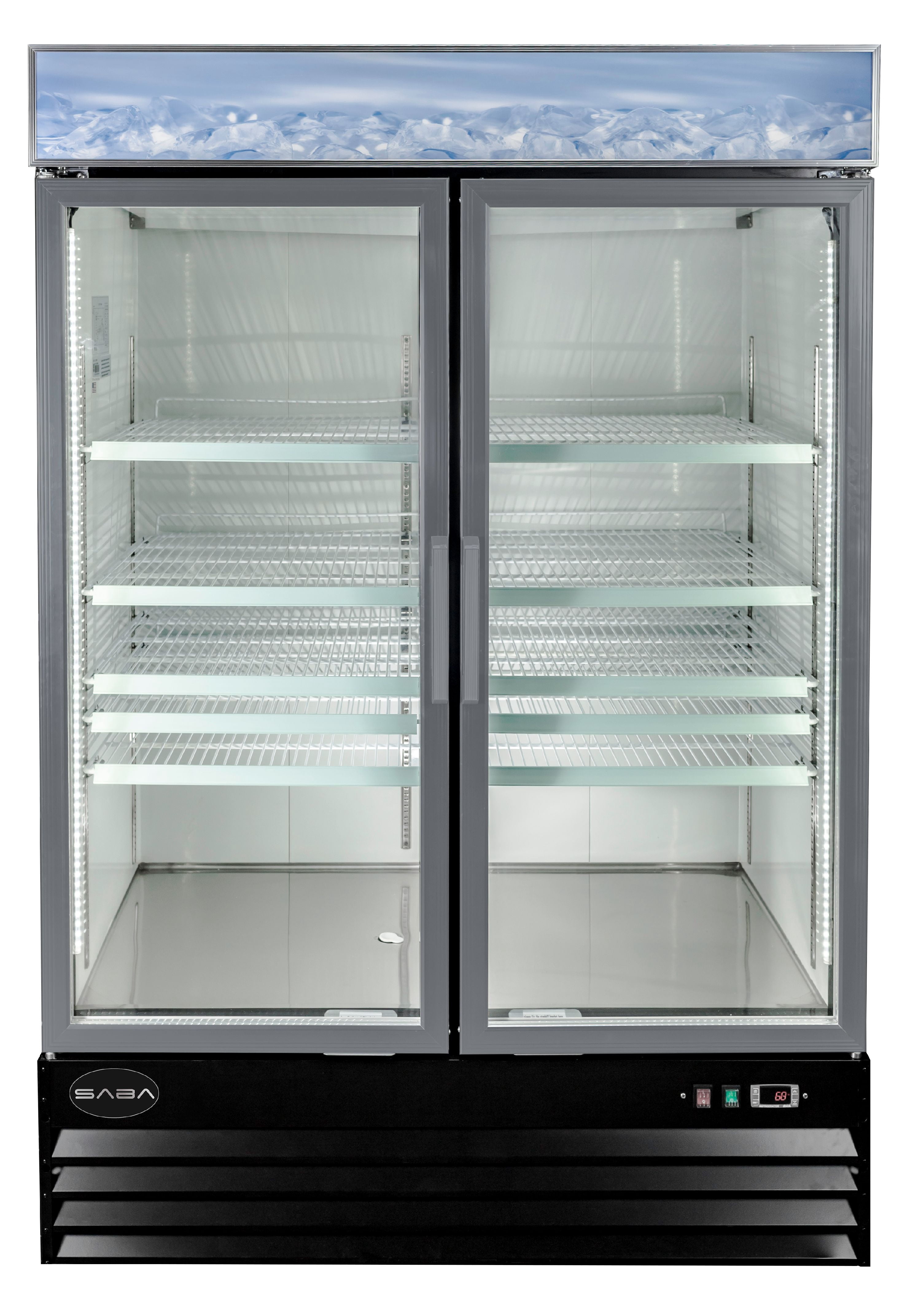 Heavy Duty Commercial 45 cu ft Glass (2 Door) Merchandiser Freezer with Swing Door