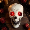 thumbnail image 4 of Halloween Savings Halloween Plastic Skull Decor Statue 2 Styles LED Glowing Red Eyes No Light Skeleton Head Figurine Spooky Tabletop Ornament for Home Gothic Decor Halloween Decor Indoor Outdoor, 4 of 8