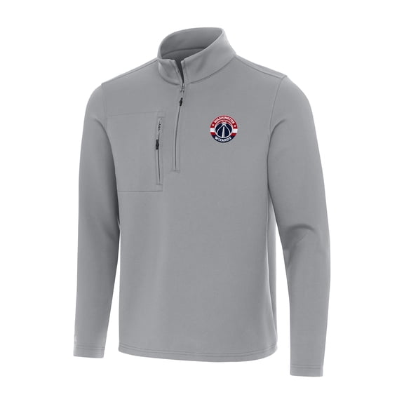 Men's Antigua  Gray Washington Wizards Insider Quarter-Zip Top