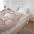 thumbnail image 6 of Move Over Taupe Duvet Cover King White Pom Poms Quilt Cover Only Ball Fringe Pattern Washed Microfiber No Filling, 6 of 10