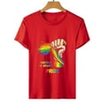 thumbnail image 3 of Ensemble, Nous Sommes Fierté Femmes Décontracté Col Rond Imprimé Chemisier Short Sleeve Tops en Vrac, 3 of 3
