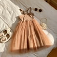 thumbnail image 4 of JUoaLXG Baby Girls Casual Dresses Summer Mesh Solid Color Suspenders Sleeveless Dance Party Sundress Outwear,Brown,6-12 Months, 4 of 4