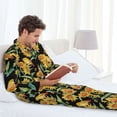 thumbnail image 6 of Picia Sunflowers And Bird Pattern Men’s Long-Sleeve Sleepwear Set - Soft 2-Piece Loungewear with Pockets, Comfy PJs for Relaxing Nights-Medium, 6 of 7