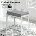 thumbnail image 2 of Vanity Stool, Vanity Chair Stools for Makeup Room, Square Linen Makeup Stool for Vanity, Modern Padded Small Ottomans Foot Rest for Bedroom Living Room, Grey & White, 2 of 7