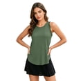 thumbnail image 4 of Women's Workout Tank Tops Racerback Athletic Top Sleeveless Yoga Running Tops Quick Dry Gym Outdoor UPF50+ Army Green 3XL, 4 of 6