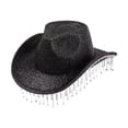 thumbnail image 1 of Cowboy Hat for Women Cowgirl Hat tocador brillante para accesorios Carnaval de bodas Negro, 1 of 8