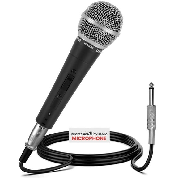 Professional Dynamic Vocal Microphone - Moving Coil Dynamic Cardioid Unidirectional Handheld Microphone with ON/OFF Switch Includes 15ft XLR Audio Cable to 1/4'' Audio Connection - PDMIC59