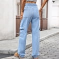 thumbnail image 2 of Pantalones Cargo for mujer, pantalones elásticos de cintura alta, pantalones de viaje de pierna ancha, pantalones casuales holgados, ropa de calle de senderismo con múltiples bolsillos, 2 of 7