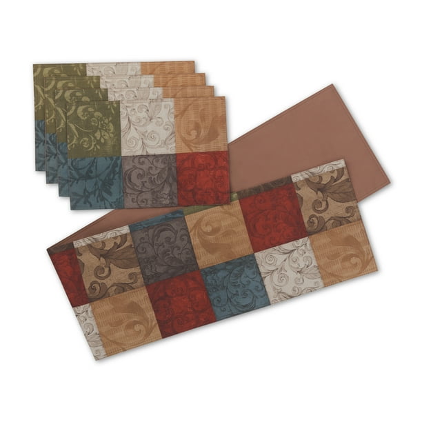 Mainstays Tuscany Placemats and Table Runner, 5 Piece Set