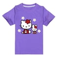 thumbnail image 3 of Traje de Hello Kitty para niños, Top con estampado de dibujos animados bonitos para niñas + Pantalones cortos, conjunto de dos piezas, camiseta de manga corta para niños + Pantalones deportivos para n, 3 of 5