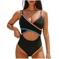 thumbnail image 2 of Bzhegqhd Sexy Womens Bathing Suits,Fashion Women Summer Solid Color with Chest Cushion and No Steel Support Sexy Backless Strap Bikini Swimsuit, 2 of 5