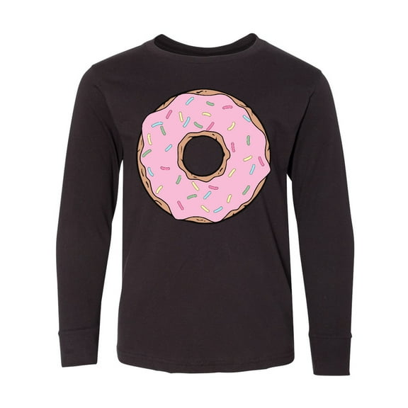 Inktastic Pink Donut with Sprinkles Long Sleeve Youth T-Shirt