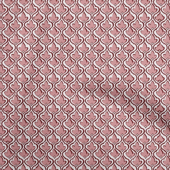 oneOone Cotton Silk Light Pink Fabric Ogee Quilting Supplies Print Sewing Fabric By The Yard 42 Inch Wide