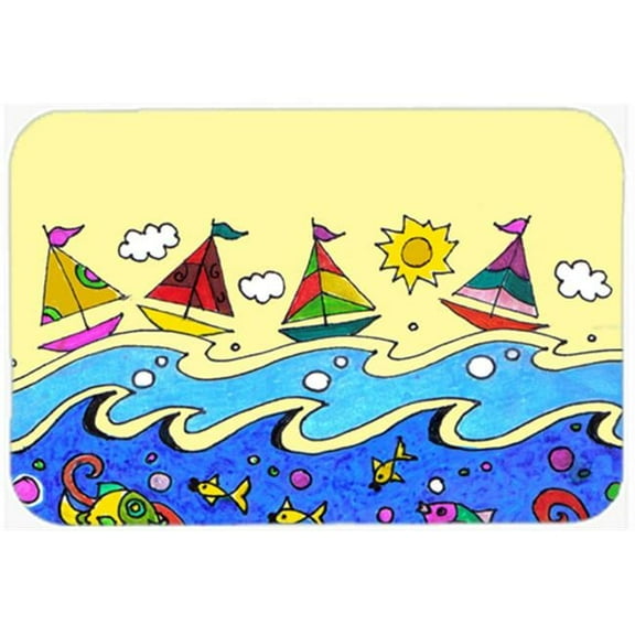 Carolines Treasures  Summer Sail Away Sailboats Glass Cutting Board