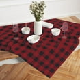 thumbnail image 3 of Linen Checkered Tablecloth 52 x 52 Inch - 100% Pure Linen Red and Black Square Table Cloth - Machine Washable Buffalo Plaid Table Throw, 3 of 5