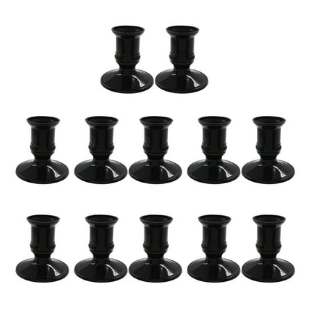 12Pcs Sophisticated Black Taper Candle Holders for LED Candle and Gatherings