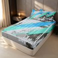 thumbnail image 3 of Erosebridal Retro Oil Painting Zipper Full Size Comforter Sets with Fitted Sheet and 2 Pillowcases, Blue Gray Ombre Zipper Bedding Set, Reversible, 3 of 7