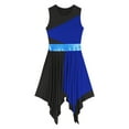 thumbnail image 4 of TiaoBug Women Liturgical Praise Tunic Worship Dance Dress Sleeveless Color Block Lyrical Dancewear Blue&Black XL, 4 of 6