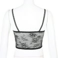 thumbnail image 7 of YONGHS Women Floral Lace Camisole Crop Top See Through Spaghetti Strap Vest S-L, 7 of 7