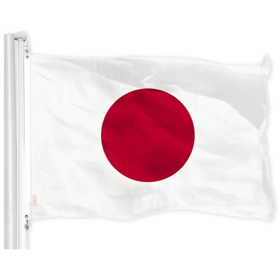 G128 Japan Japanese Flag 3x5 ft Printed Brass Grommets 150D Quality Polyester Flag Indoor/Outdoor - Much Thicker and More Durable than 100D and 75D Polyester