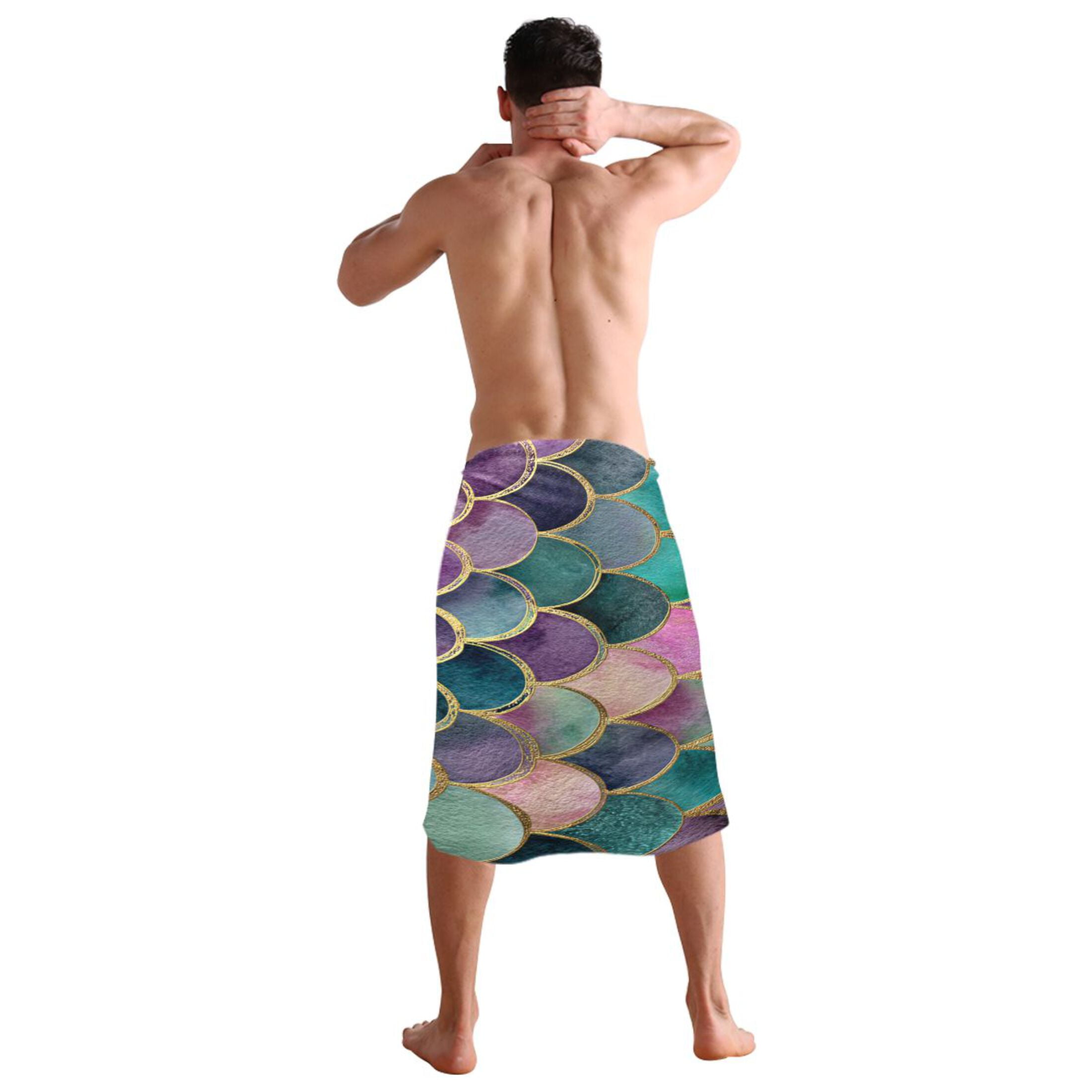 Qxltty Mermaid Scales Extra Large Bath Towel 32"x64" Super Soft Highly Absorbent Quick Dry Shower Towel for Hotel Bathroom Guest Spa Gym