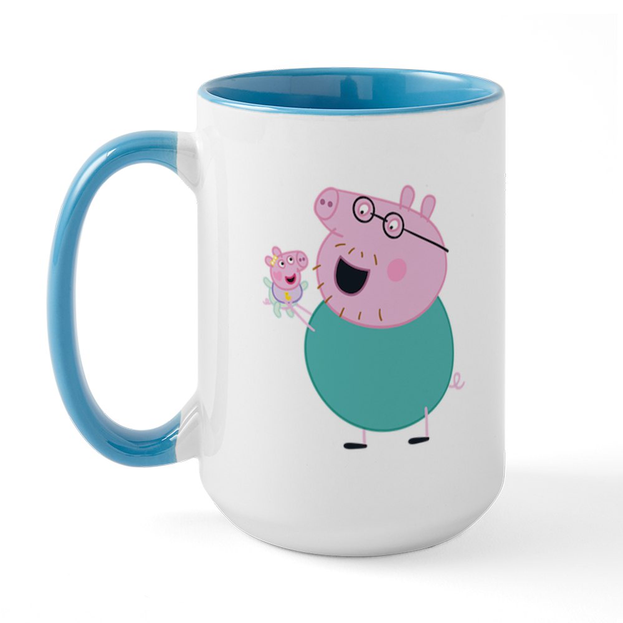 CafePress - Peppa Pig: Daddy Pig & Baby - 15 oz Ceramic Large White Novelty Mug