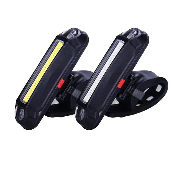 luces traseras LED multimodo para bicicleta, impermeables, recargables por USB, luz blanca/roja (blancas)
