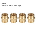 thumbnail image 3 of Brass Pipe Fitting Hex Nipple, 3/4" x 3/4" G Male Pipe Brass Fitting 4pcs, 3 of 4