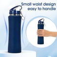 thumbnail image 4 of Insulated Water Bottle 20 OZ Stainless Steel Water Bottle with Straw Metal Water Bottle Double Wall Leakproof Keeps Drinks Hot and Cold (Dark Blue), 4 of 7