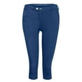 thumbnail image 3 of Timegard Capri Pants for Women Low Waisted Button Skinny Solid Color Leggings Work Pants with Pockets, 3 of 6