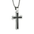 thumbnail image 5 of Men's Stainless Steel Cross Pendant Necklace with Carbon Fiber Inlay - Religious Jewelry Gift for Him, 5 of 8