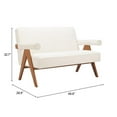 thumbnail image 2 of Pemberly Row Modern / Contemporary Solid Wood Loveseat Ivory, 2 of 3