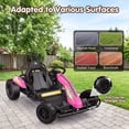 thumbnail image 7 of Funcid 24V 10Ah Big Battery Go Kart for Kids Age 6-12, Ride on Toys with 600W Motors, 7.5 MPH Electric Go Kart W/ EVA Wheels, 4-Level Adjustable Seat & 360° Drift Mode, LED Power Display, Pink, 7 of 7