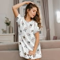 thumbnail image 6 of Salouo Bbaseball Dog Print Short Sleeve Sleepshirt for Womens Comfy Nightgown Scoopneck Cute Nightdress Ruffle -Medium, 6 of 7