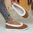 thumbnail image 4 of Women's Casual Fleece Lined Loafers Warm Plush Low Top Lightweight Waterproof Non Slip Walking Shoes Brown Size 9, 4 of 7