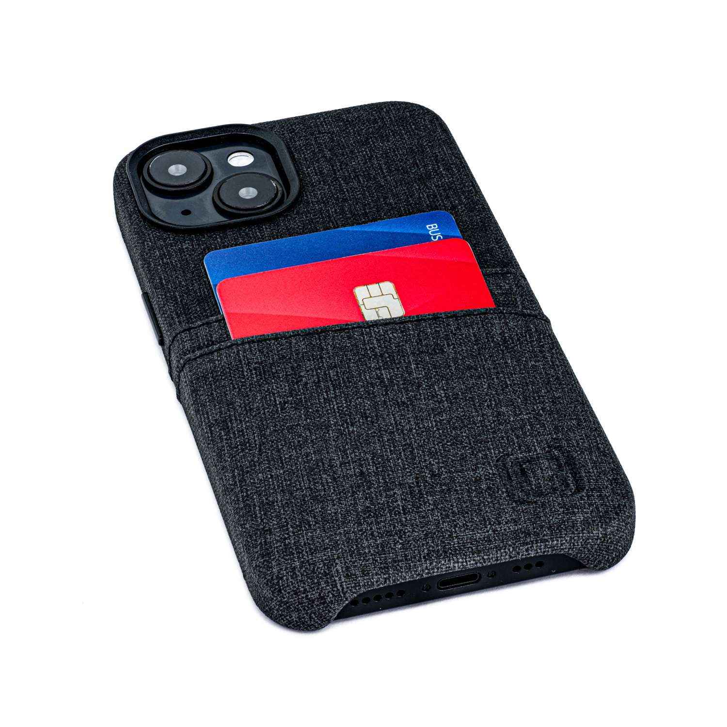 Dockem Card Case for iPhone 14 with Built-in Metal Plate for Magnetic Mounting & 2 Pockets: Luxe M2 (Black)