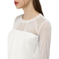 thumbnail image 7 of MODA NOVA Junior's Lace Floral Panel Long Sleeves Blouse White M, 7 of 7