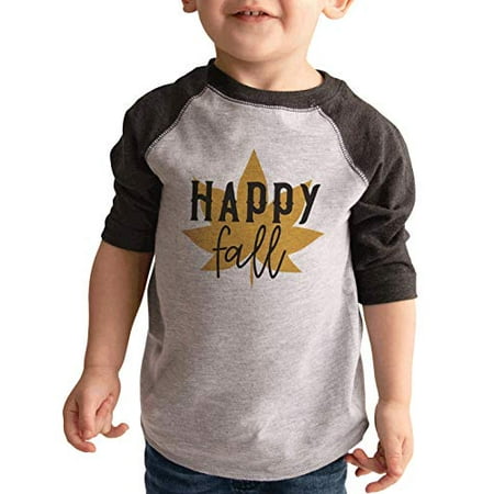 

7 ate 9 Apparel Kids Happy Fall Leaf Raglan Grey