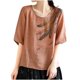 thumbnail image 1 of V Cuello Blusas para las Mujeres, de Moda Retro Bordado Cuello Redondo Cinco Cuartos de Manga para el Uso Casual, 1 of 5