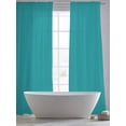 thumbnail image 5 of Teal Sheer Curtains 96 Inch Length 2 Panels Set for Living Room/Bedroom, Turquoise Pure Teal Semi Curtain Sheers Drapes Rod Pocket Curtains Window Treatment Set 52''x96''x2, 5 of 7