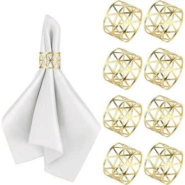 8 Pieces Napkin Rings, Gold Napkins Rings Napkin Holders Golden Napkins Set Hollow Golden NapkinBuckle Dinning Table Decor for Dinners Anniversary Birthday Parties Weddings Table Decor