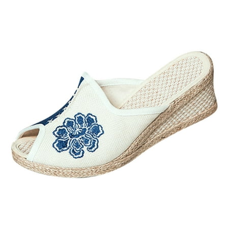 

Pimfylm Womans Slippers Women s Vicki braided slide sandal Memory Foam Wide Widths Available White 6.5
