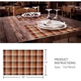 thumbnail image 5 of Red Brown Tartan Placemats Set of 4 Rustic Farmhouse Beige Plaid Washable Woven Burlap Cloth Fabric Placemat for Square/Rectangle/Round/Oval Dining Table, Easy Clean Place Mats for Toddlers, Kids, 5 of 6