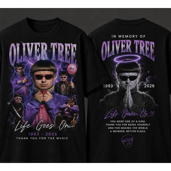 Oliver Tree Tribute Life Goes On 1993-2026 Music Fan Memorial T-shirt Thank You For The Memories