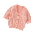 thumbnail image 3 of FNNMNNR Newborn Infant Baby Girls Cardigan Sweater Long Sleeve Button Down Knitted Outwear Fall Winter Clothes Light Purple 0-3 Months, 3 of 8