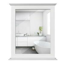 Gymax Bathroom Wall Mirror W/Shelf Square Vanity Makeup Mirror Multipurpose Usage