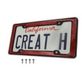 thumbnail image 2 of Creathome 3D Shining and Neon License Plate Frame from Pure Zinc Alloy Metal Perfect Plate Holder, Matt Black with Red Glitter, 2 of 8