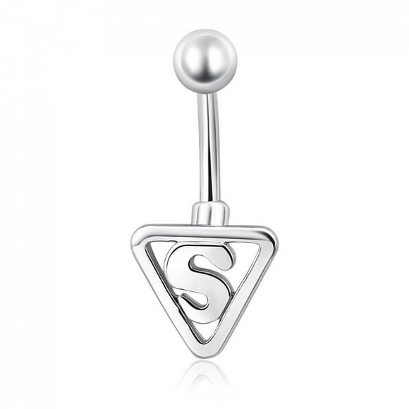 Triangle Shaped Belly Ring Stainless Steel Plating Body Piercing Jewelry Silver