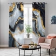thumbnail image 5 of Black Golden Marble Kitchen Curtains 84 Inch Length, Modern Ink Painted Aesthetics Grommet Top Bedroom Living Room Curtains, Light Filtering Cafe Curtain Drapes 2 Panels Set 84''x84'', 5 of 9