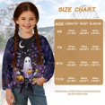 thumbnail image 7 of Xixirimido Ghost Pumpkin Colorful Daisy Pattern Girls Casual Long Sleeve Shirts Knot Tie-hem Tunic Tops Crewneck Tees Blouses Girls Fashion Clothes, Size 9-10, 7 of 7